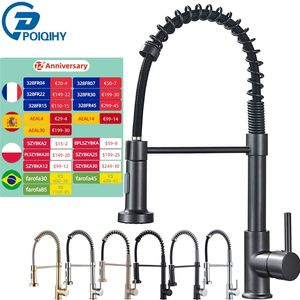 Black Black Pull Down Faucet Golden Mixer 360 Rotation Double modes Cold Water Tap Deck monté 220401