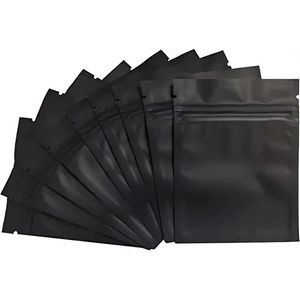 Sacs d'emballage de stockage de nourriture de serrure à glissière de Mylar refermable noir mat pour les sacs de pochettes d'emballage de serrure de papier d'aluminium de fermeture éclair Ijebw