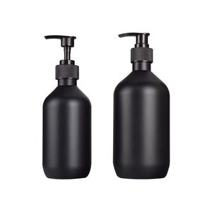 Dispensador de jabón negro mate Loción de manos Champú Botellas de gel de ducha 300ml 500ml Botella de plástico PET con bombas para baño Dormitorio y Ki Mxps