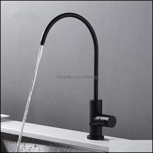 Robinet à boire en acier inoxydable noir mat Ro plomb robinet de boisson système de filtration d'eau tube de 1/4 de pouce livraison directe 2021 robinets de cuisine Fa