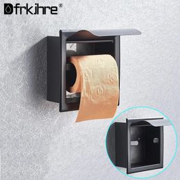 Матовый черный держатель для туалетной бумаги, настенный хромированный держатель для туалетной бумаги из нержавеющей стали, хромированная вешалка для салфеток в рулоне для ванной комнаты с крышкой 240102