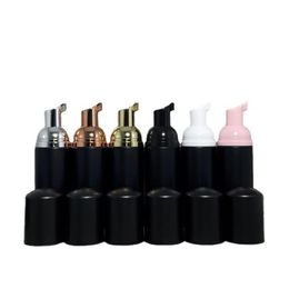 Frasco de sabão de viagem preto fosco Frascos de espuma de plástico Mini dispensador de bomba de espuma para limpeza de embalagens de cosméticos 60ML Lnlxx