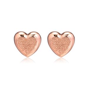 Boucles d'oreilles cœurs brillants mats Rose doré pour femmes, bijoux à la mode, marguerite brillante, pour filles