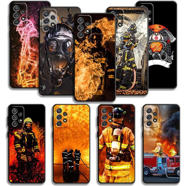 Matte Case Firefighter Heroes Fireman para Samsung A51 A32 4G A52 A13 5G A21S A12 A53 A31 A22 A72 A33 A23 A41 A11 A73 A71 A52S