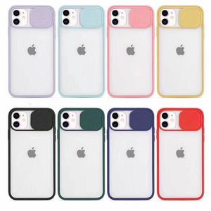 Fundas de teléfono transparentes mate, cubierta de TPU suave para iphone 15 14 13 mini 12 11 Pro X XS Max Plus con Protector de puerta corredera de cámara