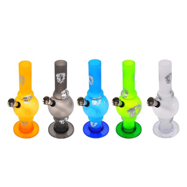 Tubo de bong de agua de acrílico Hookahs de color mate de 6 pulgadas con tubos de fumar de tallo descendente difusos Etiqueta impresa con burbujeador de junta hembra 14.4