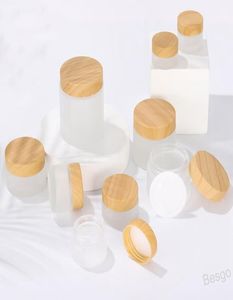 Matte containers Jar lege cosmetische draagbare kast schroeftop fles imitatie houten korrelafdekking glas crème opslagplaats 8914986