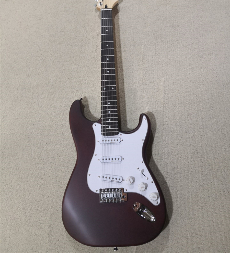 Matte Dark Red Body Electric Guitar with Chrome Hardware Rosewood Fingerboard can be customized