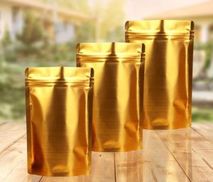 Mat goud staande zakje ritssluitingverpakkingszak matte aluminium folie koffiebouwzakken anti-mosituur voedselopslag zakjes