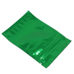 Sac d'emballage en papier d'aluminium refermable vert mat, 200 pièces/lot, sac à fermeture éclair pour aliments, collations à thé, emballage étanche en Mylar Foil Cqla