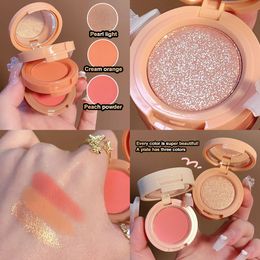 Matte markeerstift blush palet Pearly blush glanzende oogschaduw multifunctioneel gezicht make -up palet vrouwelijk cosmetics3 in 1 make -up