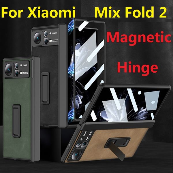 Étuis en cuir mat pour Xiaomi Mix Fold 2 étui pliant support magnétique charnière Film de protection couverture d'écran
