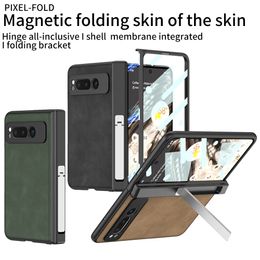 Cuir mat pour Google Pixel Fold Case Bracket Charnière magnétique Film de protection Couverture d'écran