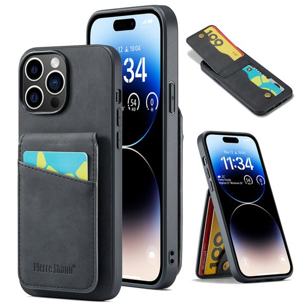 Funda de cuero mate para teléfono para iPhone 15 Plus 14 13 12 Pro Max Samsung Galaxy S23 Ultra S22 A13 5G A14 Google Pixel 8 8Pro 7 7A 7Pro Múltiples ranuras para tarjetas Cartera vertical Shell