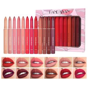 Ensemble de crayons à lèvres mate maquillage Silky 6 / 12pcs Velvet Lip Stick Strafroproof Nude Rose Red Tint Blam Blam Ma Make Up Cosmetics 240517