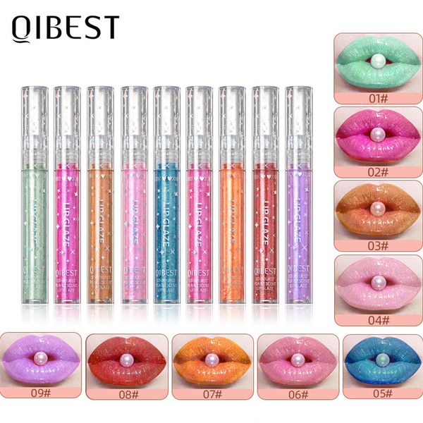 QIBEST 9 colores 3D espejo brillo de labios Glaze Sexy radiante brillo mujeres Plump lipgloss humectante lápiz labial de larga duración