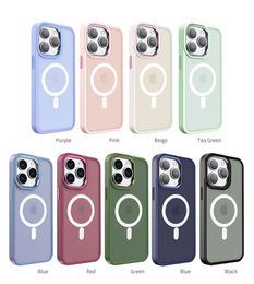 Matte MagSafe Case Voor iPhone 14 13 12 Pro Max 11 X XS 7 8 Plus Sterke Magneten Shockproof Frosted TPU PC bumper Cover