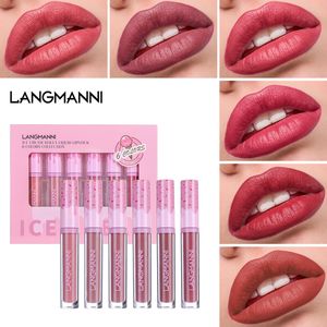 Matte matte lipgloss lippenstiften 6-delige set met antiaanbaklaag voor lipglazuur