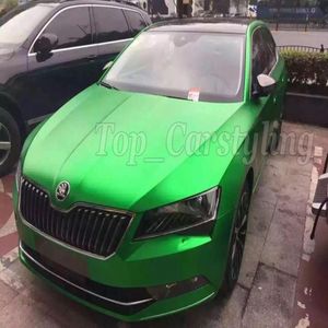 Matte Metallic Groen Vinyl auto wrap film Voor Auto Voertuig styling Met Air Release mat chroom Groene Auto sticker Folie maat 152x20m6725242