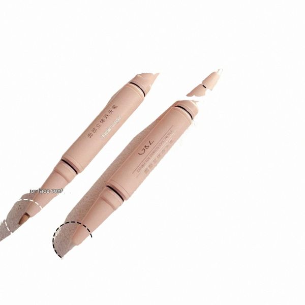 Mate Pearl White Highlighter Pen Doble cabeza 3D Ctouring Maquillaje Stick Cara Multifuncional Lying Silkworm Brighten Lápiz w33G #