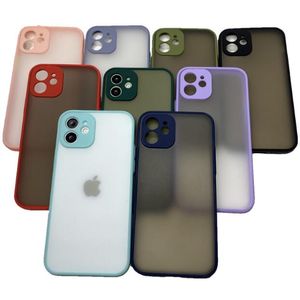 Étuis de téléphone mat Hybrid PC TPU Frosted Camera Protection Antichoc Armor Cover pour iphone 14 13 12 mini 11 pro max x xs xr 7 8 plus samsung huawei