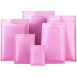 Matte roze aluminium foliefas opbergzakken Zelfafdichtgreep afdichting Scheur inkeping platte zakjes voor voedsel snack theebonenopslag in zak bagpouches lt169