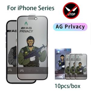 Matte Privacy Gehard Glas Film Voor iPhone 15 14 13 12 11 Pro Max Mini Anti Spy Volledige dekking Screen Protector voor iPhone X XS Max 10 stks/doos