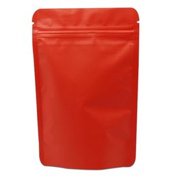 Mat rood 10x15 cm stand-up pure aluminium folie hersluitbare tassen voor snoepkoekjes mylar folie zip zelf zegel snack opslag verpakking
