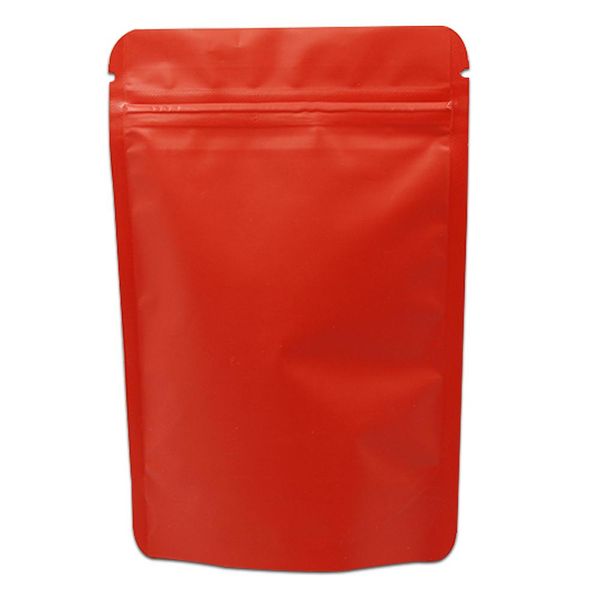 Rouge mat 10x15 cm Stand Up sacs refermables en papier d'aluminium pur pour bonbons biscuits Mylar feuille Zip auto-scellant Snack stockage emballage