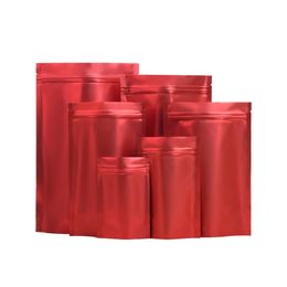 Mat Red Mylar Foil Stand Up Bag Zip Grip Afdichting Hersluitbare Reclosable Tear Notch Doypack Food Storage Pouches LX4225