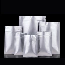 Bolsa resellable mate Papel de aluminio Paquete con cierre de cremallera Bolsa 200 unids / lote Bolsa de almacenamiento de alimentos Bocadillos de té Embalaje a largo plazo Bolsa de papel de Mylar Hsa Ecsx