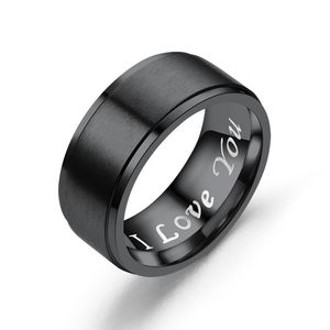 Bague mate bande acier inoxydable je t'aime bagues de fiançailles de mariage pour hommes femmes beaux bijoux de mode Will et Sandy