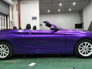 Matte satijn paarse vinyl wrap film zelfklevende sticker sticker violet chromen auto wikkelrol