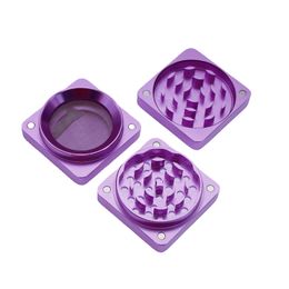 Matte scherpe stenen tabakslijsten Rookaccessoires 60 mm 4 delen Herb vierkant grinder CNC Tanden filter Net droog kruid 7 kleuren