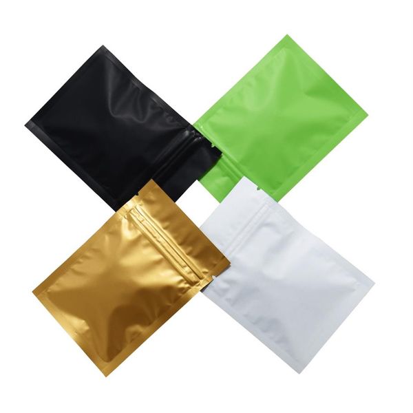 Mat Surface Vert Noir Blanc Or Zip Lock Paquet Sacs Thermoscellable Coloré Feuille D'aluminium Mylar Emballage Poche Alimentaire Sac 2543