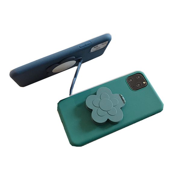 Fundas de teléfono móvil con soporte de flores y espejo de TPU mate para iPhone 13 Pro Max Mini 12 11 XR SE 2022, funda protectora trasera para maquillaje femenino