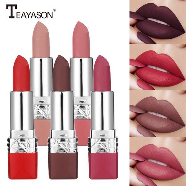 Lápiz labial de terciopelo vaporífico mate, base de maquillaje, brillo de labios, colorete, brillo de labios con palanca en 10 colores, fácil de usar