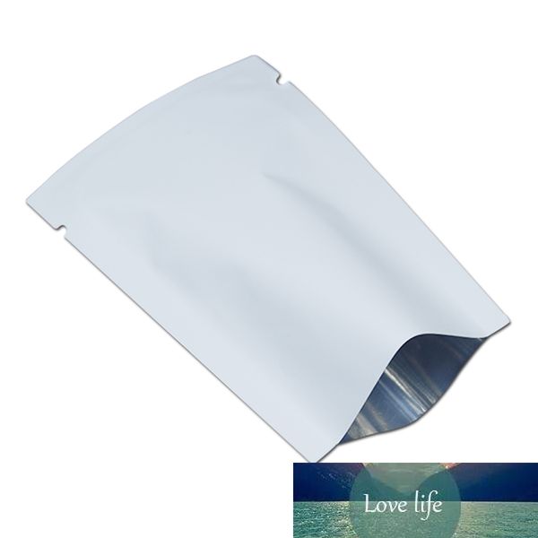 Pochette d'emballage en Mylar métallique plat blanc mat sacs de thé de fleurs séchées pour aliments stockage à long terme sac d'emballage sous vide thermoscellé 200 pièces