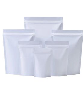 Feuille de Mylar blanc mat sac debout fermeture éclair joint refermable refermable déchirure encoche Doypack pochettes de stockage des aliments