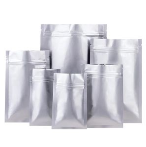 Mat wit hersluitbare aluminium folie zip vergrendeling pakket zakje opbergzake tas snacks langdurige verpakking verpakking mylar foliefas
