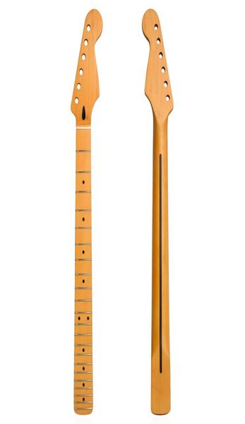 Manche de guitare ST en érable jaune mat, 22 frettes, avec tuyau en acier à écrou en os, 6559985