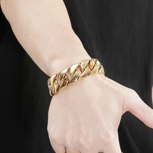 Bracelet en or jaune 14 carats poli pour hommes, chaîne à maillons de 20MM, accessoires de bijouterie