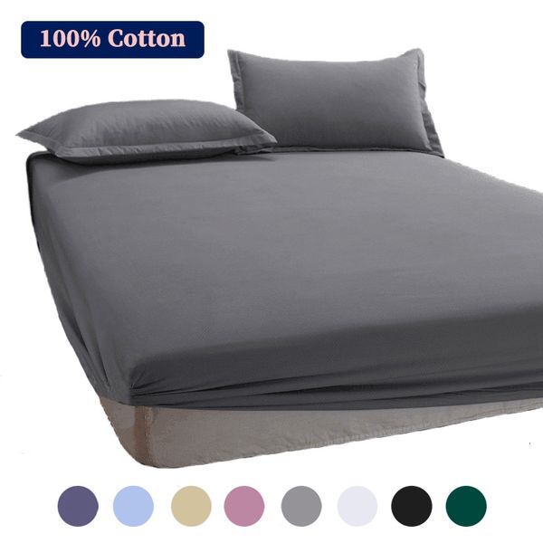 Cojín de colchón 100% Sábana ajustable de algodón con bandas elásticas Fundas de colchón ajustables antideslizantes para cama individual doble King Queen 140160200cm 230324