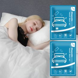 Juego de sábanas desechables para colchón, 4 Uds., juego de viaje portátil para cama, 1 * sábana, 1 * funda nórdica, 2 * funda de almohada 230824