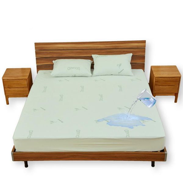 Housse de matelas Super imperméable en Fiber de bambou, protection de lit simple, double, King, perméable à l'air, taie d'oreiller non incluse