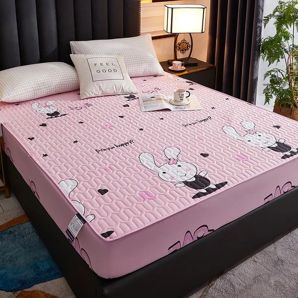 Almohadilla de colchón Funda impermeable Sábana ajustable de dibujos animados para el hogar Dormitorio Protector de cama Familias con mascotas Niños 90x200 180x200 231017