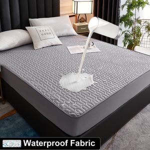 Mattress Pad Waterproof Elastic Bed Cover Sheets Protector Soft Queen King Solid Color Latex Mat 150160180x200 230523