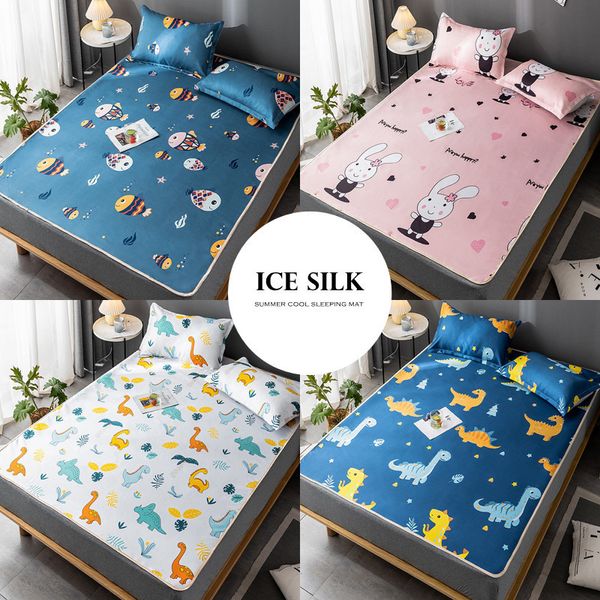 Cojín de colchón Yaapeet Colchón de seda de hielo de lujo Summer Cool Cuna para adultos Colchoneta para dormir Kid 90150180cm King Size Single Double Bed Protection Pad 230719