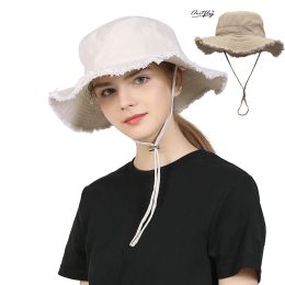 Matelas mode dames dames d'été Protection de loisirs Soleil UV50 + Chapeau de plage chapeau de seau à eau lavée fourrure rond