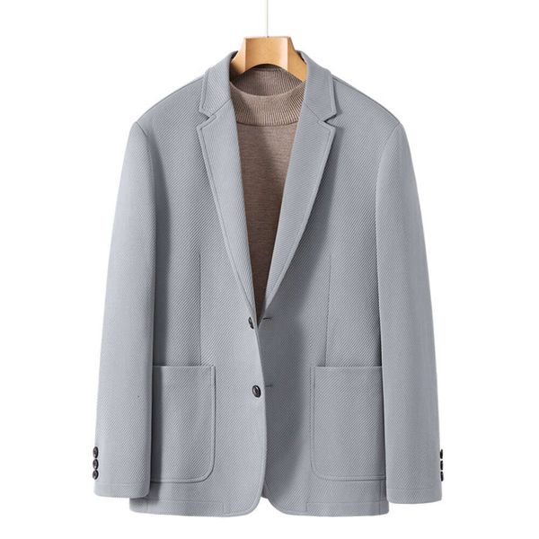 Cardigan de costume décontracté à boutonnage mature, manteau extérieur léger de qualité commerciale pour hommes tricoté simple